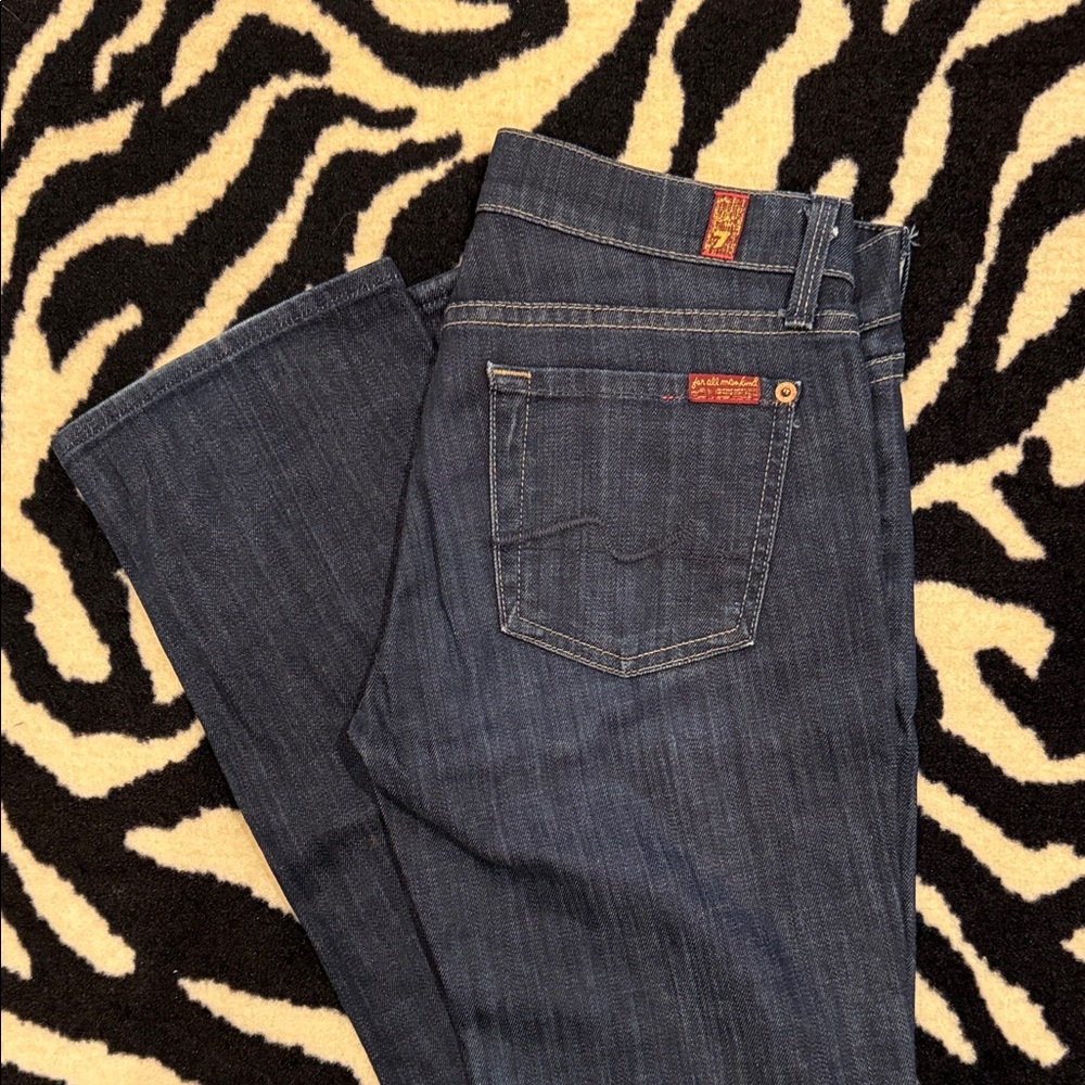 7 For All Mankind Dark Blue Straight Leg Jeans